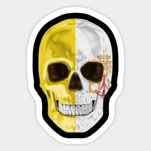 Vatican City Flag Skull - Gift for Vatican With Roots From Vatican City Sticker